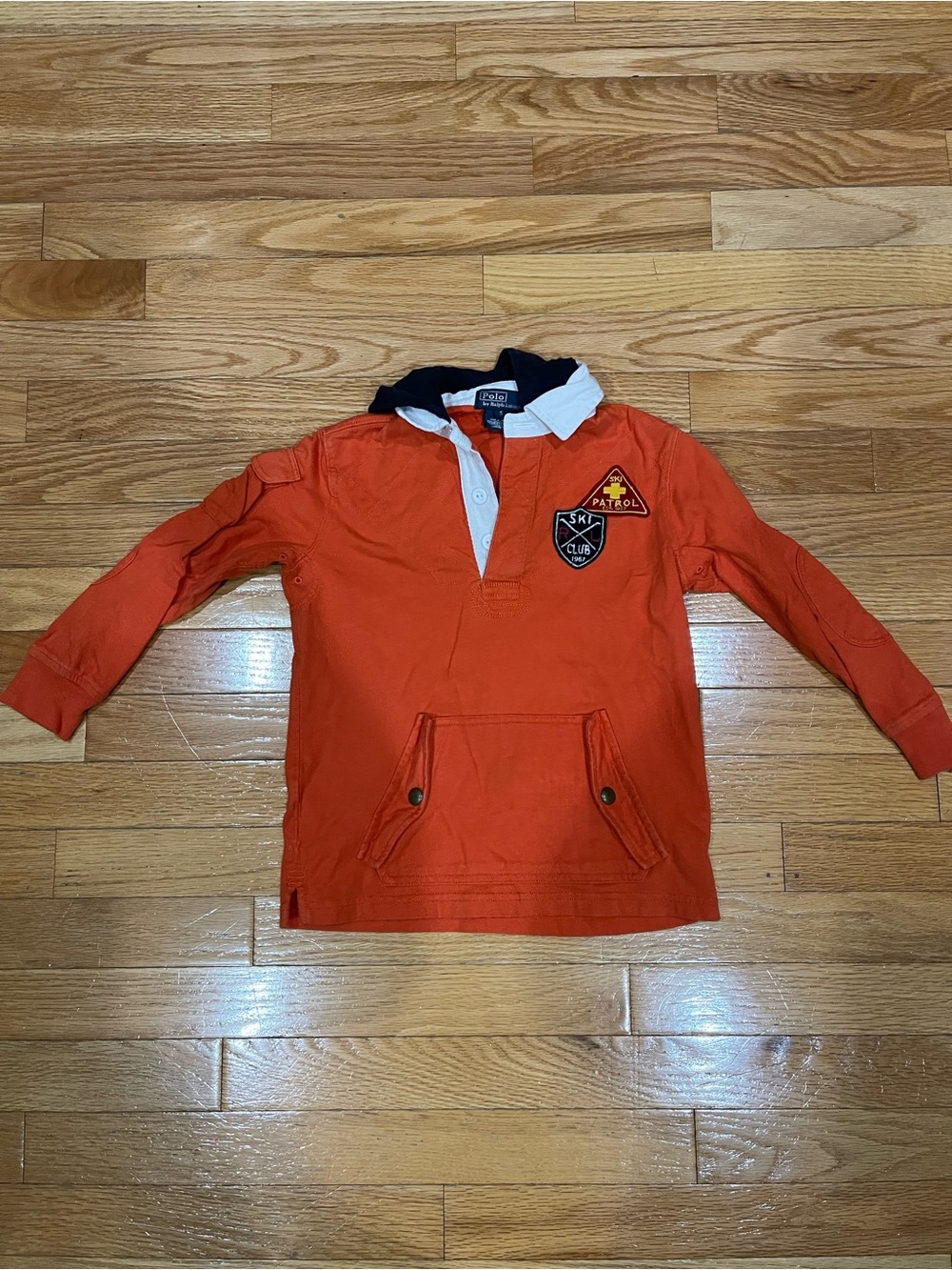 Polo by Ralph Lauren Kids Orange Rugby-Style Polo with Contrast Collar